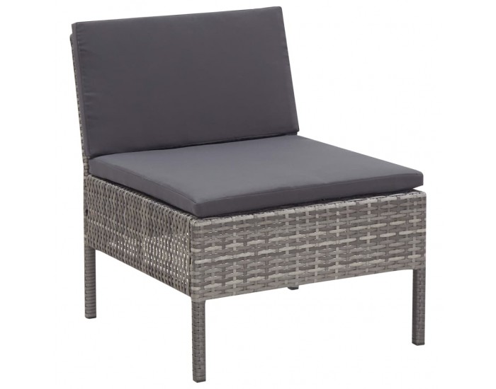 Sonata Градински комплект с възглавници, 3 части, полиратан, сив