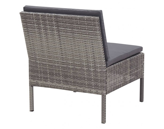 Sonata Градински комплект с възглавници, 3 части, полиратан, сив