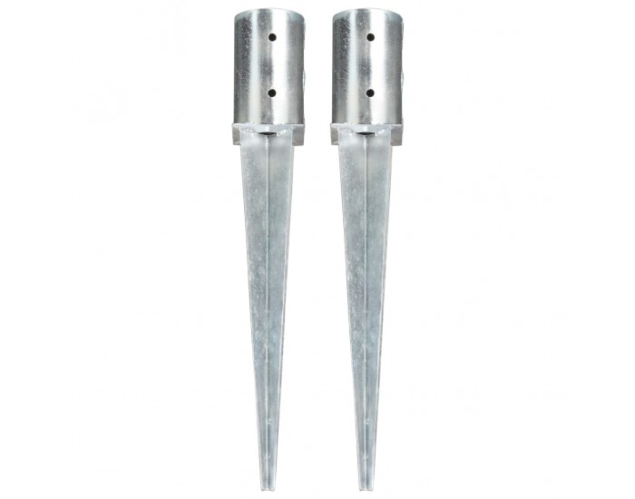 Sonata Заземителни колове 2 бр сребристи 8x61 см поцинкована стомана