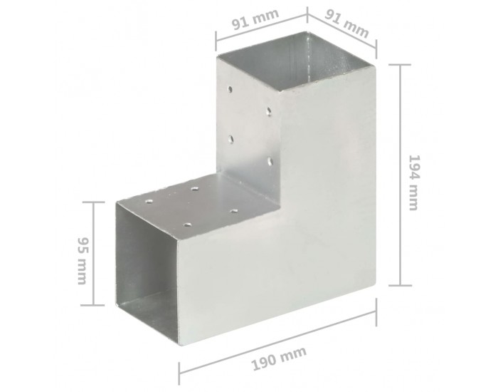 Sonata Конектори за греди 4 бр L-образни поцинкован метал 91x91 мм