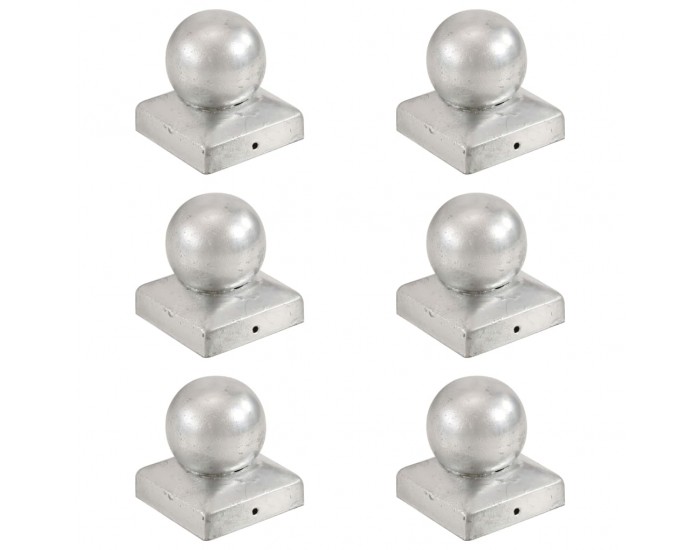 Sonata Капаци за стълбове, 6 бр, глобус, поцинкован метал, 71x71 мм
