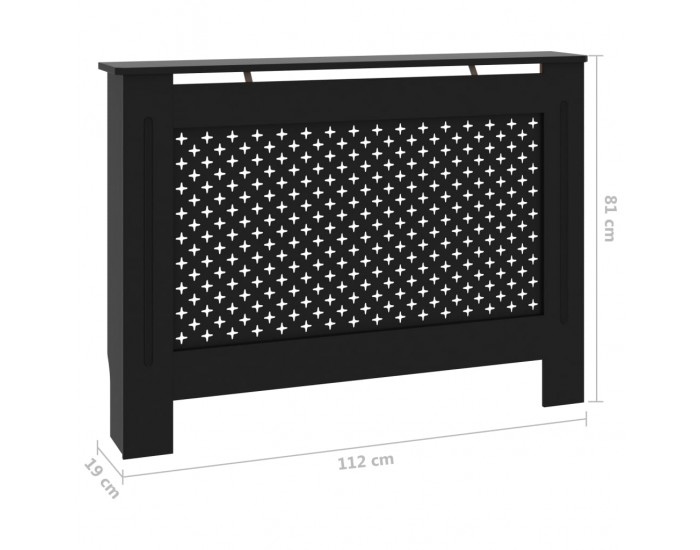 Sonata Параван за радиатор, черен, 112x19x81 см, МДФ