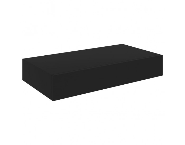 Sonata Окачен стенен рафт с чекмедже, черен, 48x25x8 см