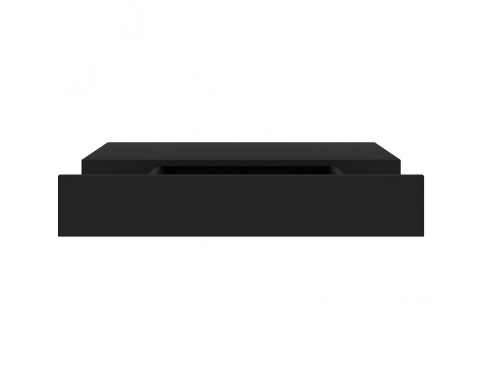 Sonata Окачен стенен рафт с чекмедже, черен, 48x25x8 см