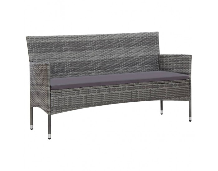 Sonata Градински комплект с възглавници, 4 части, полиратан, сив