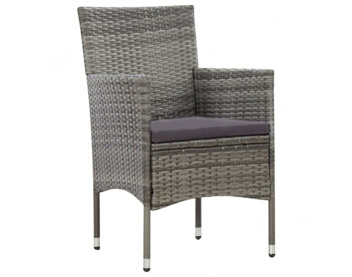 Sonata Градински комплект с възглавници, 4 части, полиратан, сив