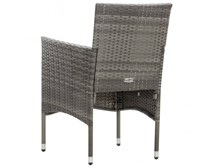 Sonata Градински комплект с възглавници, 4 части, полиратан, сив