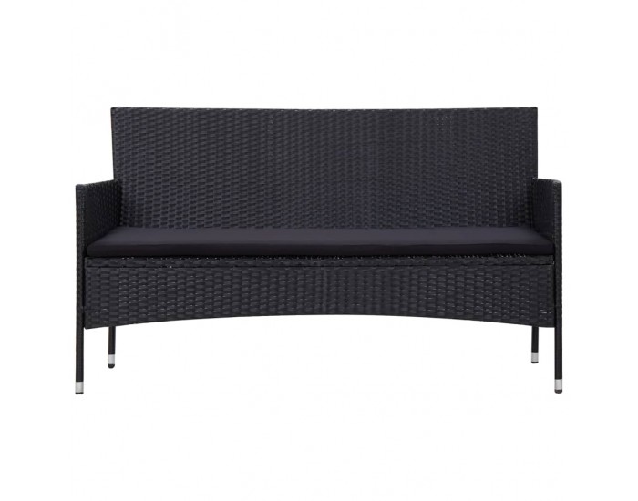 Sonata Градински комплект с възглавници, 4 части, полиратан, черен