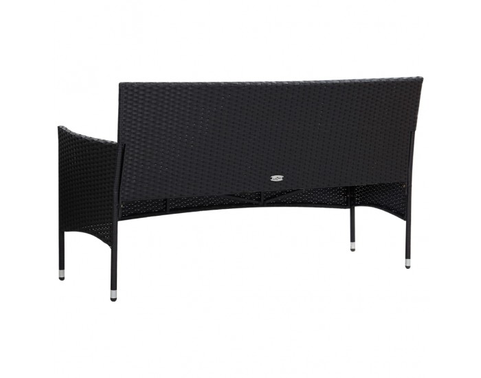 Sonata Градински комплект с възглавници, 4 части, полиратан, черен