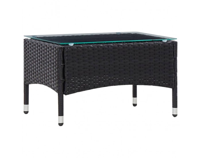 Sonata Градински комплект с възглавници, 4 части, полиратан, черен