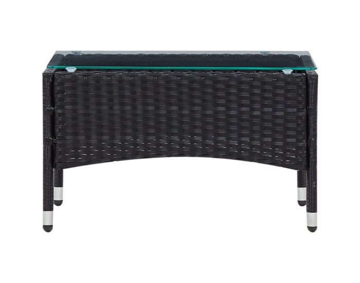 Sonata Градински комплект с възглавници, 4 части, полиратан, черен