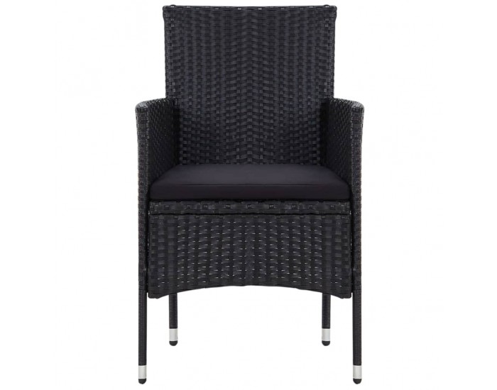 Sonata Градински комплект с възглавници, 4 части, полиратан, черен