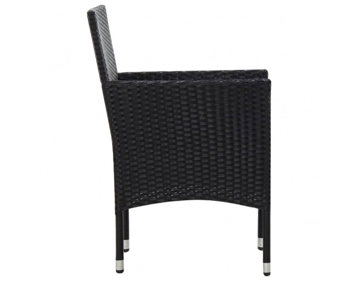 Sonata Градински комплект с възглавници, 4 части, полиратан, черен