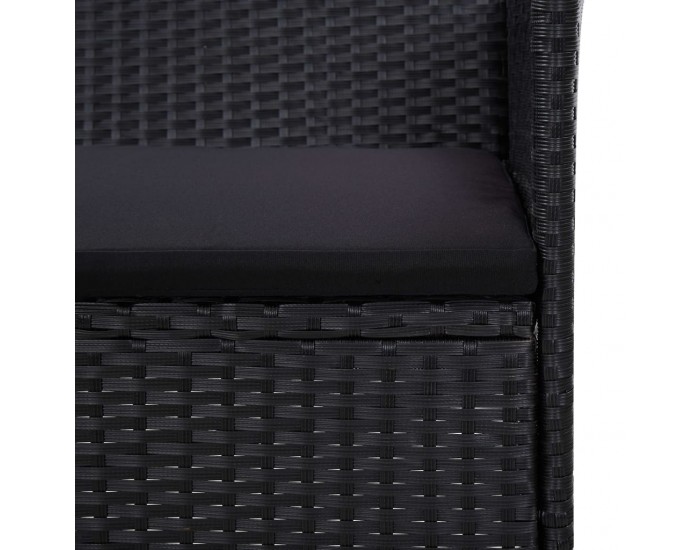 Sonata Градински комплект с възглавници, 4 части, полиратан, черен