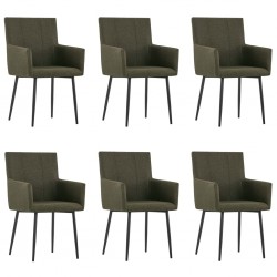 Sonata Трапезни столове с подлакътници, 6 бр, кафяви, текстил - Трапезни столове