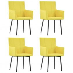 Sonata Трапезни столове с подлакътници, 4 бр, жълти, текстил - Столове