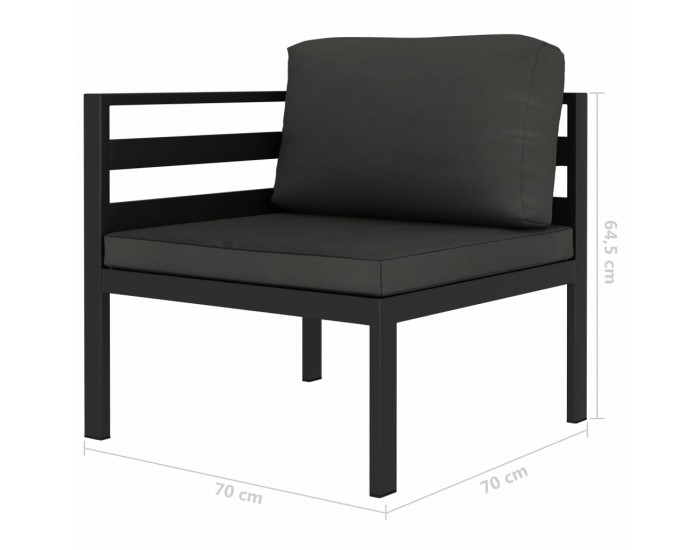 Sonata Градински комплект с възглавници, 3 части, алуминий, антрацит