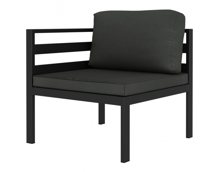 Sonata Модулен ъглов диван, 1 бр, с възглавници, алуминий, антрацит