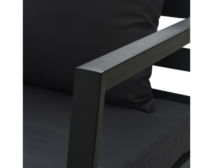 Sonata Градински 2-местен диван с възглавници, тъмносив, алуминий