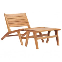 Sonata Градински стол с подложка за крака, тиково дърво масив - Градина