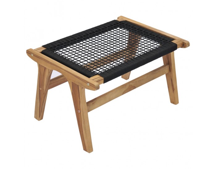 Sonata Шезлонг с подложка за крака, тиково дърво масив, въже