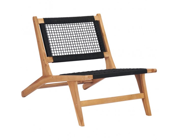 Sonata Шезлонг с подложка за крака, тиково дърво масив, въже