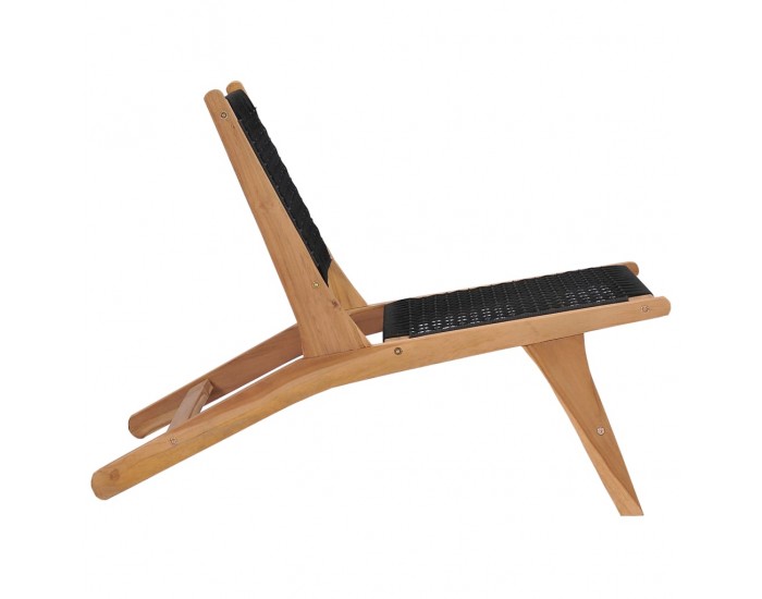 Sonata Шезлонг с подложка за крака, тиково дърво масив, въже