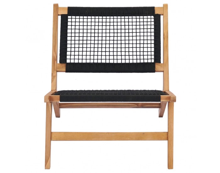 Sonata Шезлонг с подложка за крака, тиково дърво масив, въже