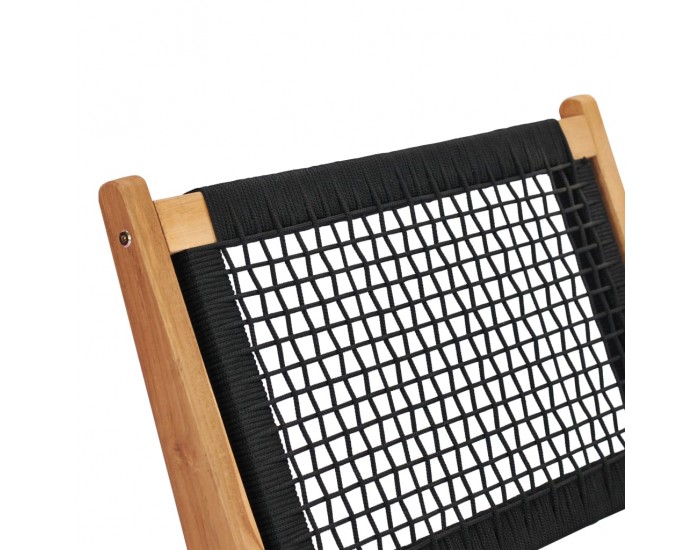 Sonata Шезлонг с подложка за крака, тиково дърво масив, въже