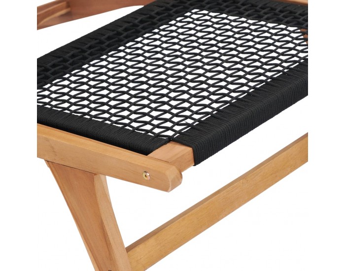 Sonata Шезлонг с подложка за крака, тиково дърво масив, въже