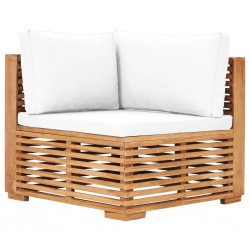 Sonata Градински ъглов диван с кремава възглавница тик масив - Мека мебел