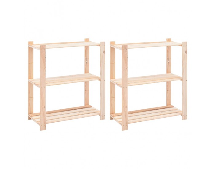 Sonata 3-етажни стелажи, 2 бр, 80x38x90 см, бор масив, 150 кг Sonata 3-етажни стелажи, 2 бр, 80x38x90 см, бор масив, 150 кг