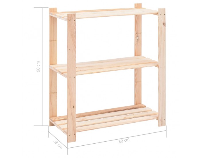 Sonata 3-етажни стелажи, 2 бр, 80x38x90 см, бор масив, 150 кг Sonata 3-етажни стелажи, 2 бр, 80x38x90 см, бор масив, 150 кг