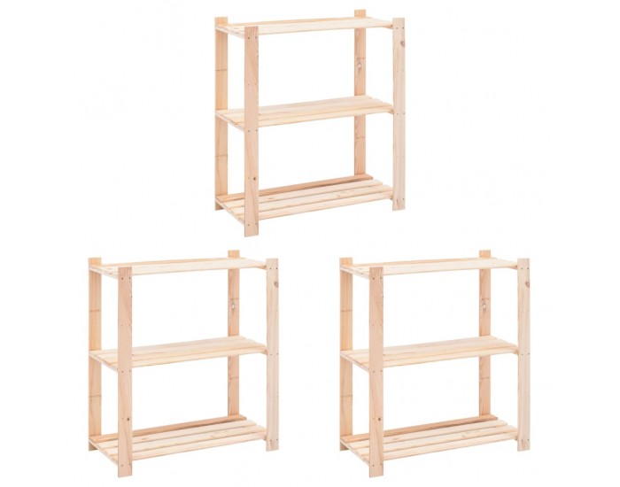 Sonata 3-етажни стелажи, 3 бр, 80x38x90 см, бор масив, 150 кг Sonata 3-етажни стелажи, 3 бр, 80x38x90 см, бор масив, 150 кг