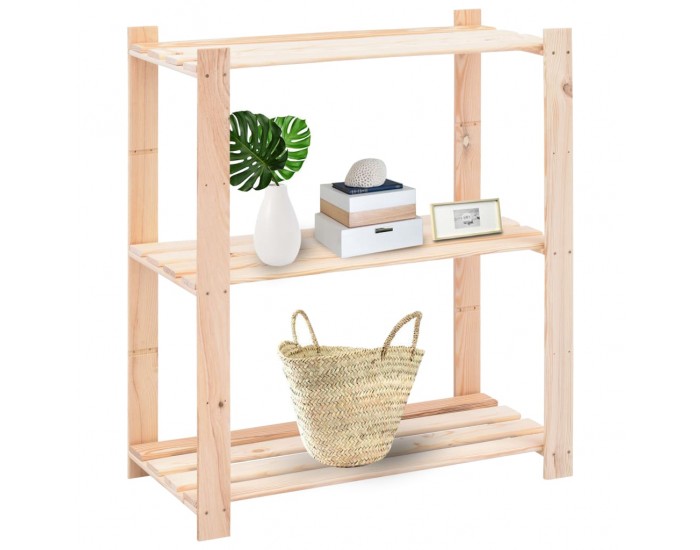 Sonata 3-етажни стелажи, 10 бр, 80x38x90 см, бор масив, 150 кг