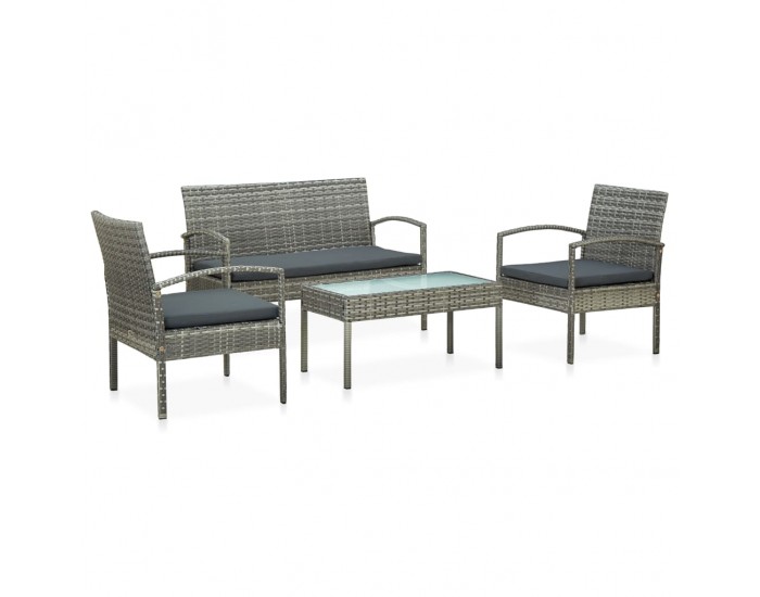 Sonata Градински комплект с възглавници, 4 части, полиратан, сив Sonata Градински комплект с възглавници, 4 части, полиратан, сив