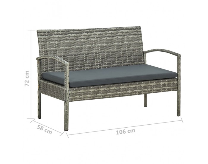 Sonata Градински комплект с възглавници, 4 части, полиратан, сив Sonata Градински комплект с възглавници, 4 части, полиратан, сив