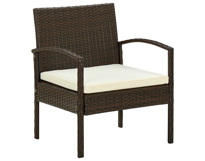 Sonata Градински стол с възглавница, полиратан, кафяв