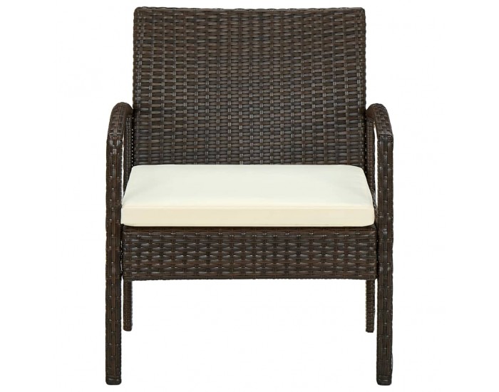 Sonata Градински стол с възглавница, полиратан, кафяв