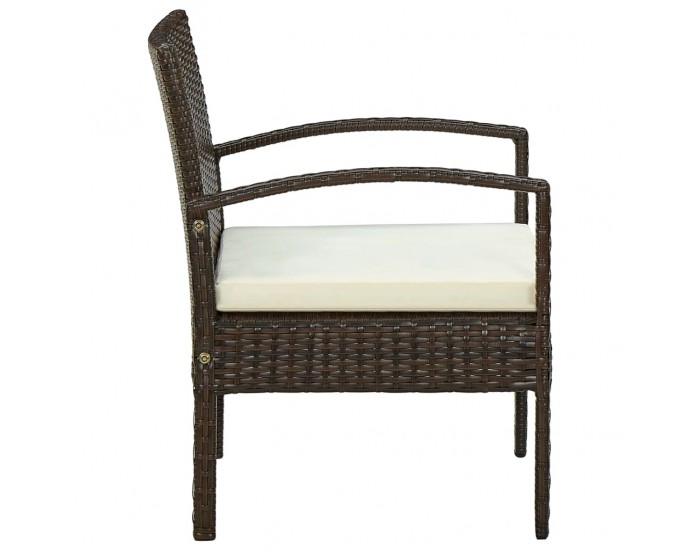 Sonata Градински стол с възглавница, полиратан, кафяв