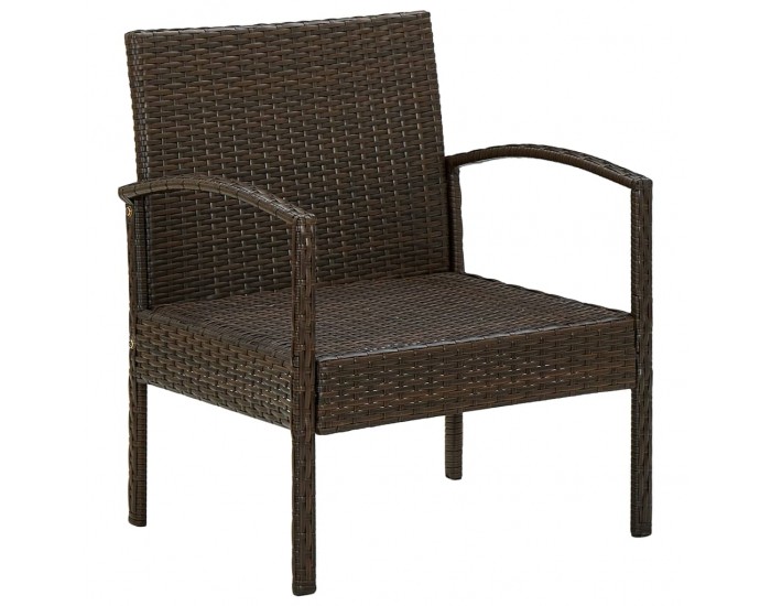 Sonata Градински стол с възглавница, полиратан, кафяв