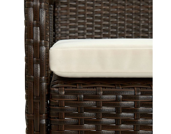 Sonata Градински стол с възглавница, полиратан, кафяв