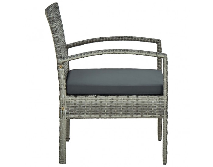 Sonata Градински стол с възглавница, полиратан, сив