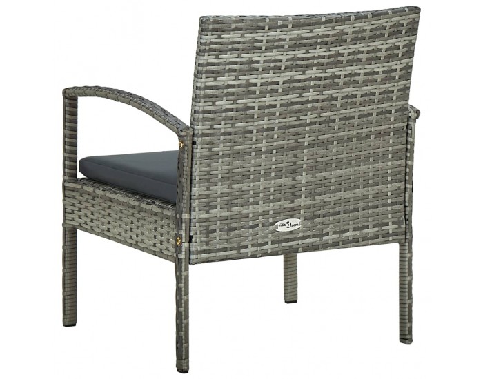 Sonata Градински стол с възглавница, полиратан, сив