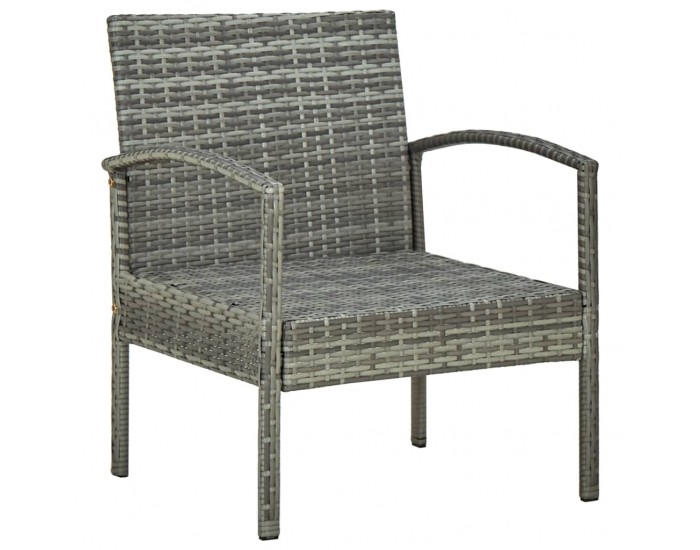 Sonata Градински стол с възглавница, полиратан, сив