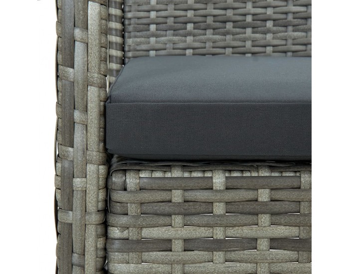 Sonata Градински стол с възглавница, полиратан, сив