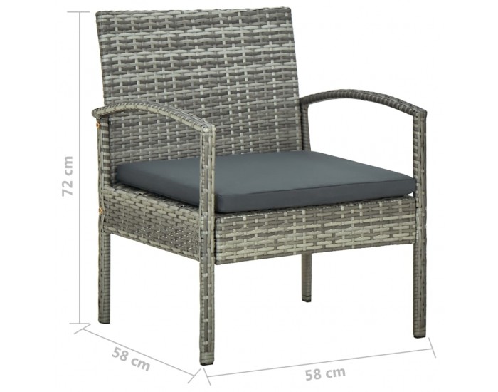 Sonata Градински стол с възглавница, полиратан, сив