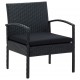 Sonata Градински стол с възглавница, полиратан, черен