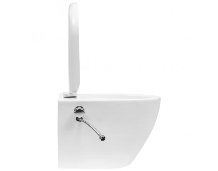 Sonata Окачена тоалетна чиния без ръб с функция биде, керамична, бяла