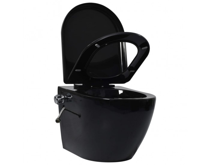 Sonata Окачена тоалетна чиния без ръб с функция биде, керамична, черна